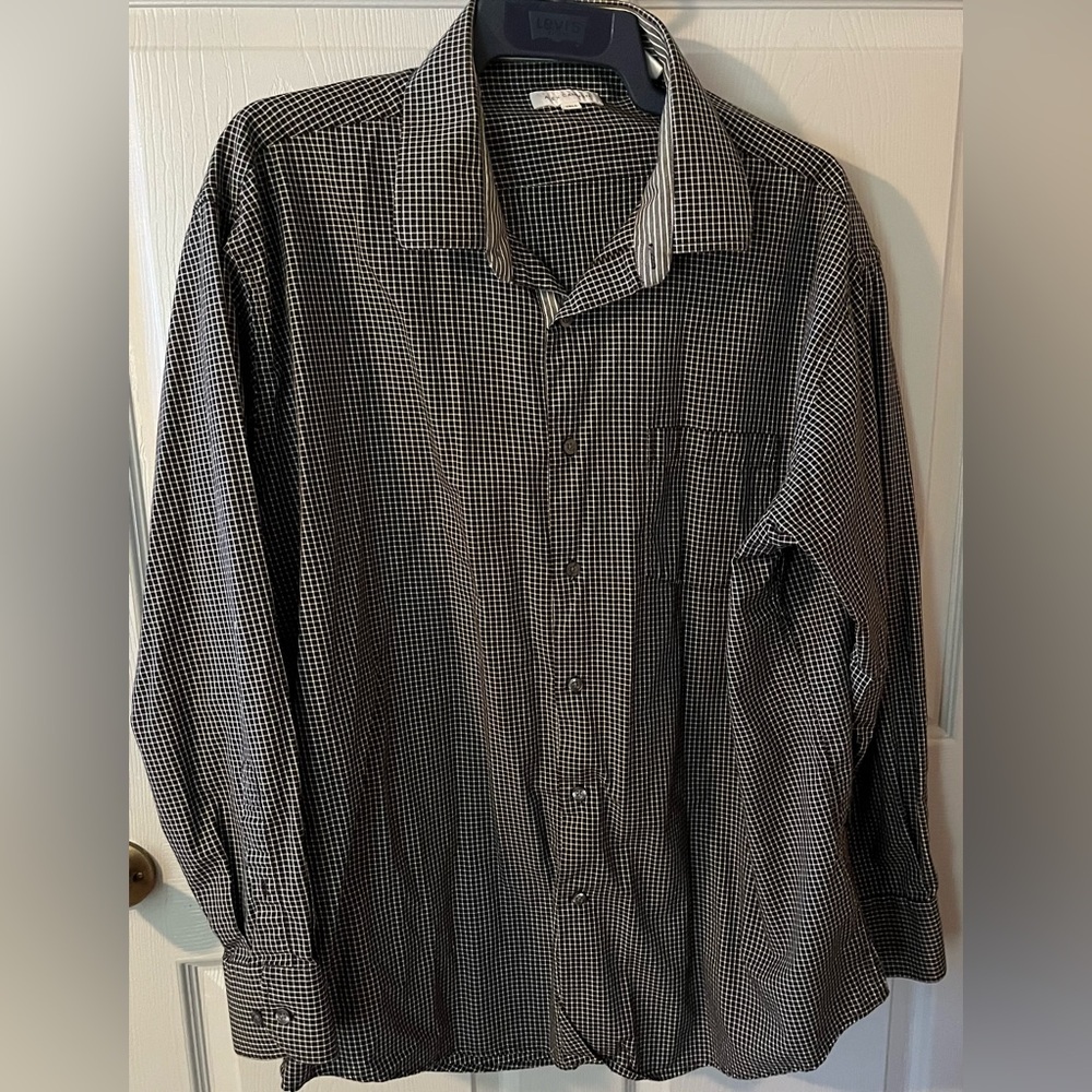 Alex Cannon XXL Shirt Black/ White Button Up